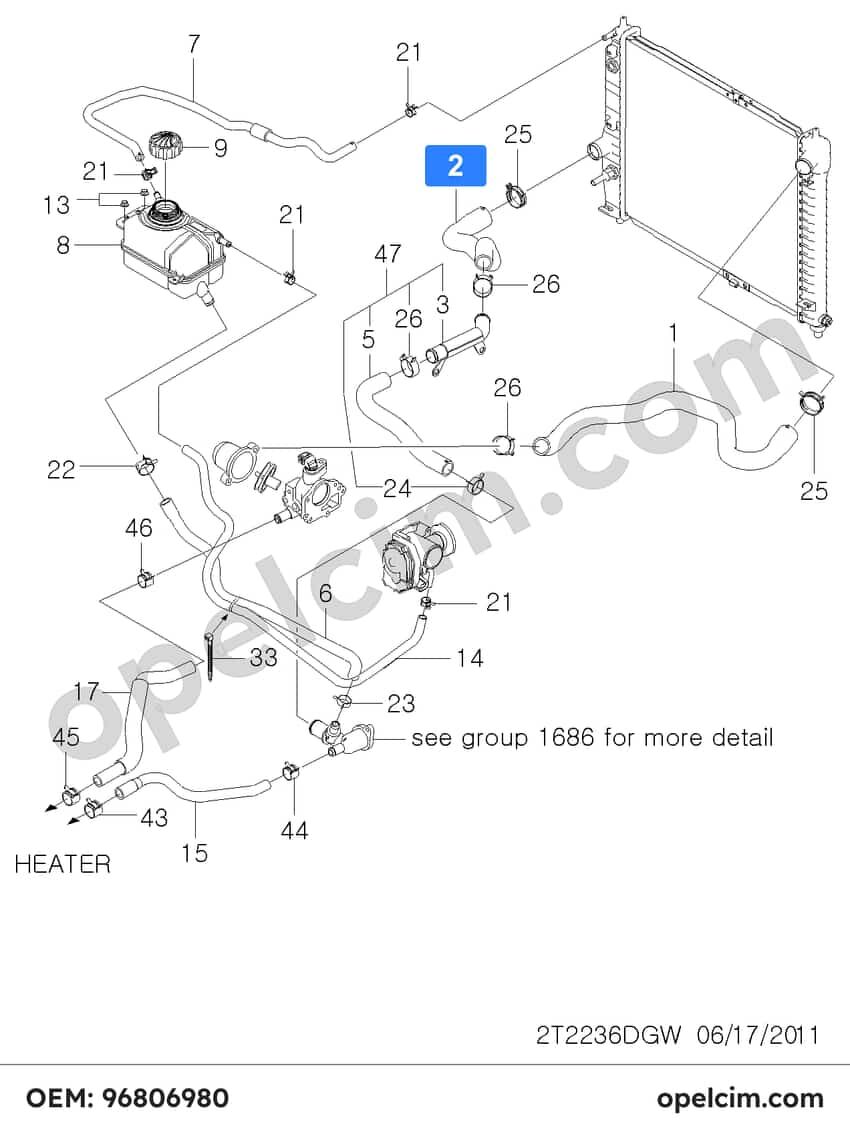 Chevrolet Aveo Radyatör Alt Hortumu T250 YILPAR 96806980