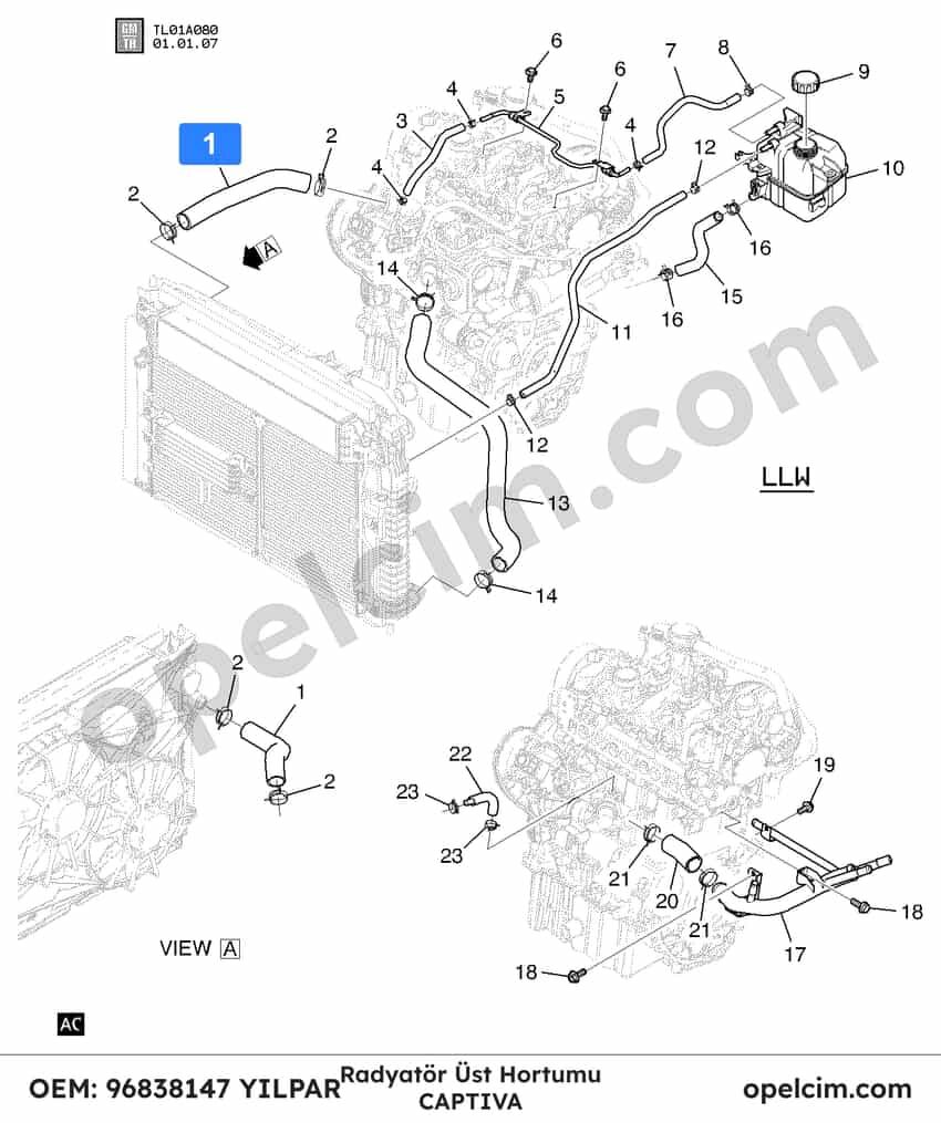 Opel Captiva Radyatör Üst Hortumu YILPAR 4805187 96838147