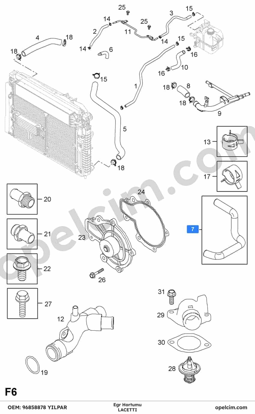 Opel Lacetti EGR Hortumu YILPAR 96858878