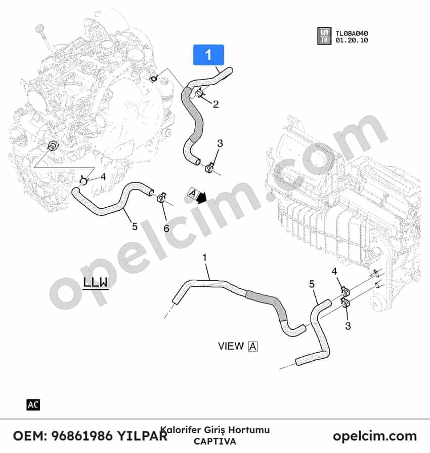Opel Captiva Kalorifer Giriş Hortumu YILPAR 96861986