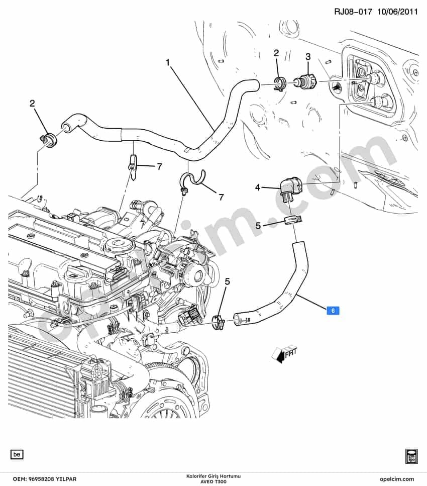 Opel Aveo Kalorifer Giriş Hortumu T300 YILPAR 96958208