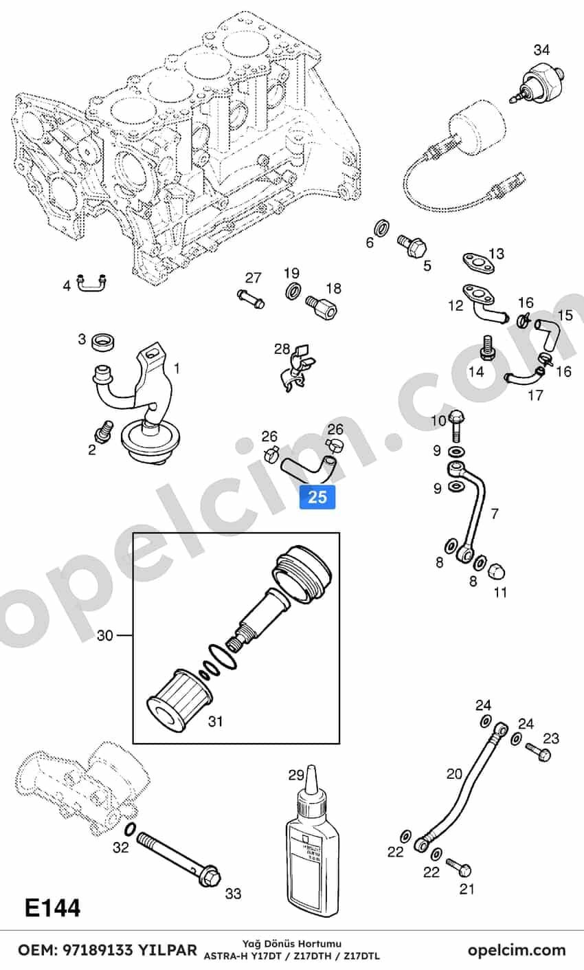 Opel Astra H Yağ Dönüs Hortumu (Y17DT Z17DTH Z17DTL) YILPAR 5545506