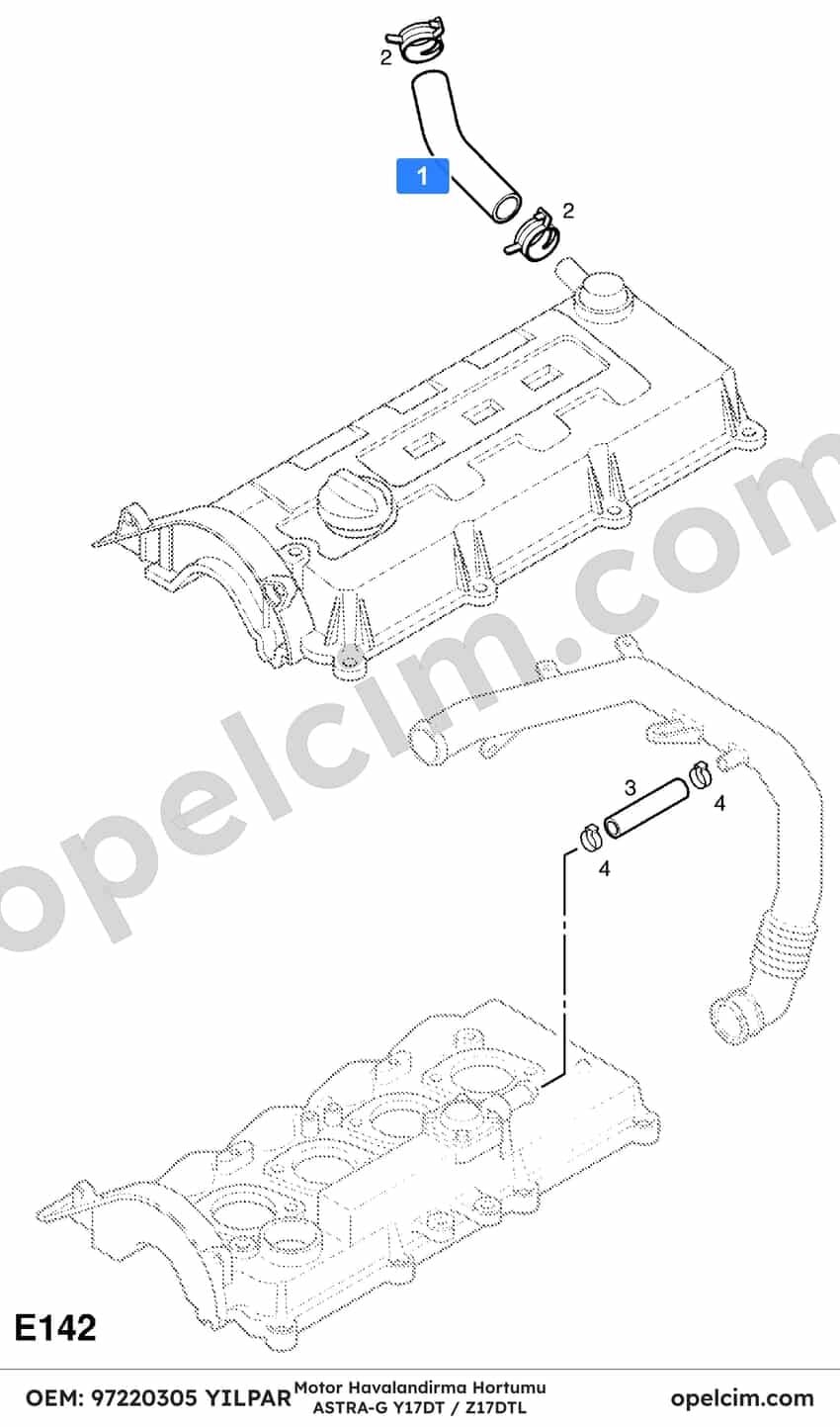 Opel Astra G Motor Havalandırma Hortumu 1.7 DTI (Y17DT Z17DTL) YILPAR 656051