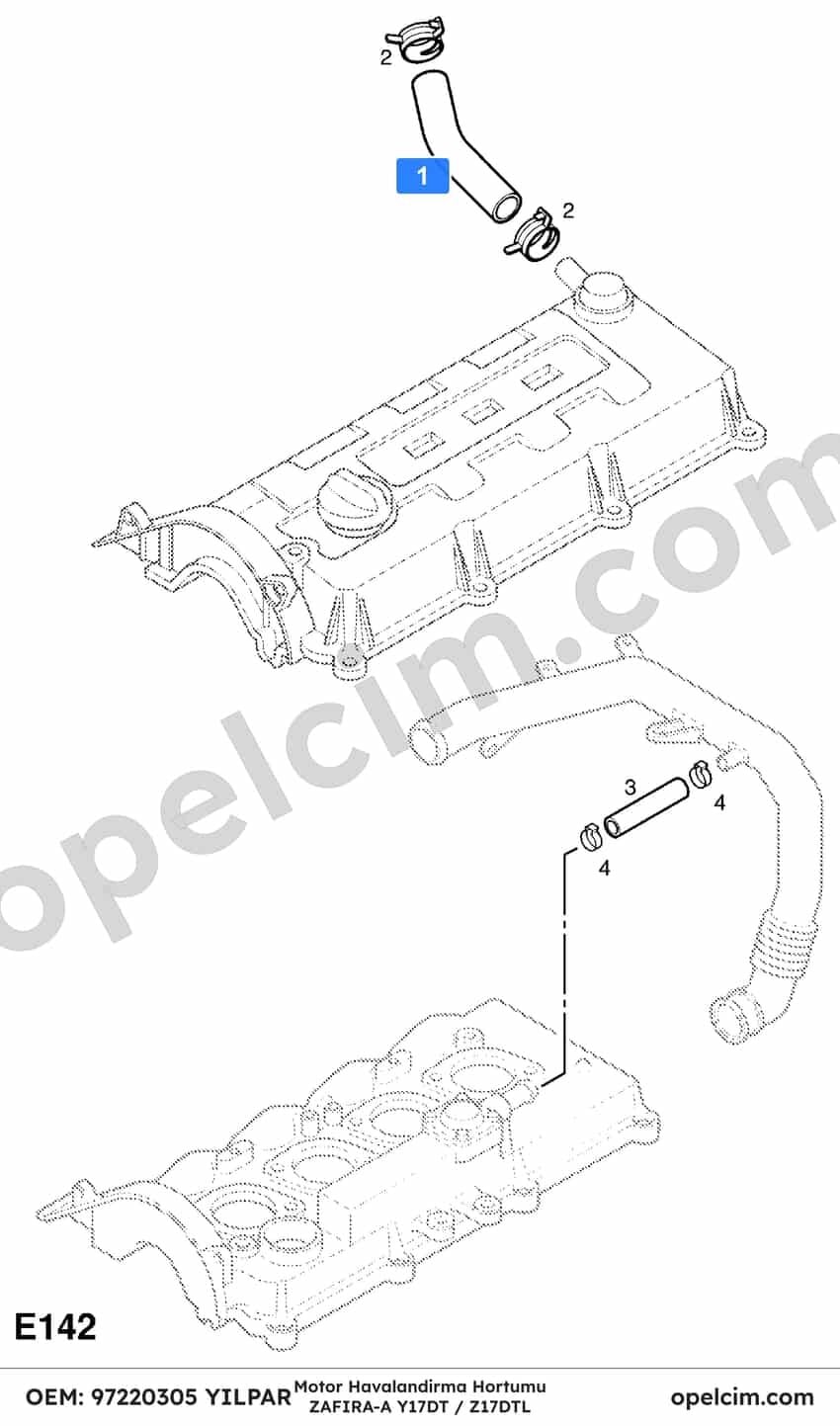Opel Zafira A Motor Havalandırma Hortumu 1.7 DTI (Y17DT Z17DTL) YILPAR 656051
