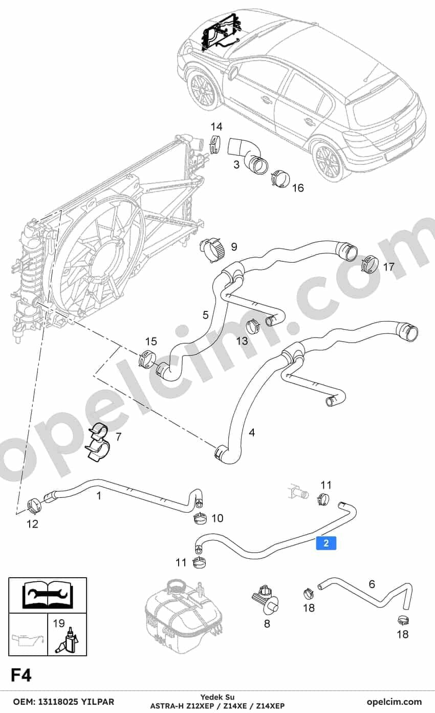 Opel Astra H Yedek Su Depo Hortumu (Z12XEP Z14XEP Z14XE) YILPAR 1336353