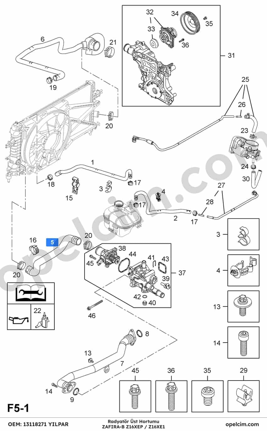 Opel Zafira B Radyatör Üst Hortumu 1.6 Ecotec (Z16XEP Z16XE1) YILPAR 1337714