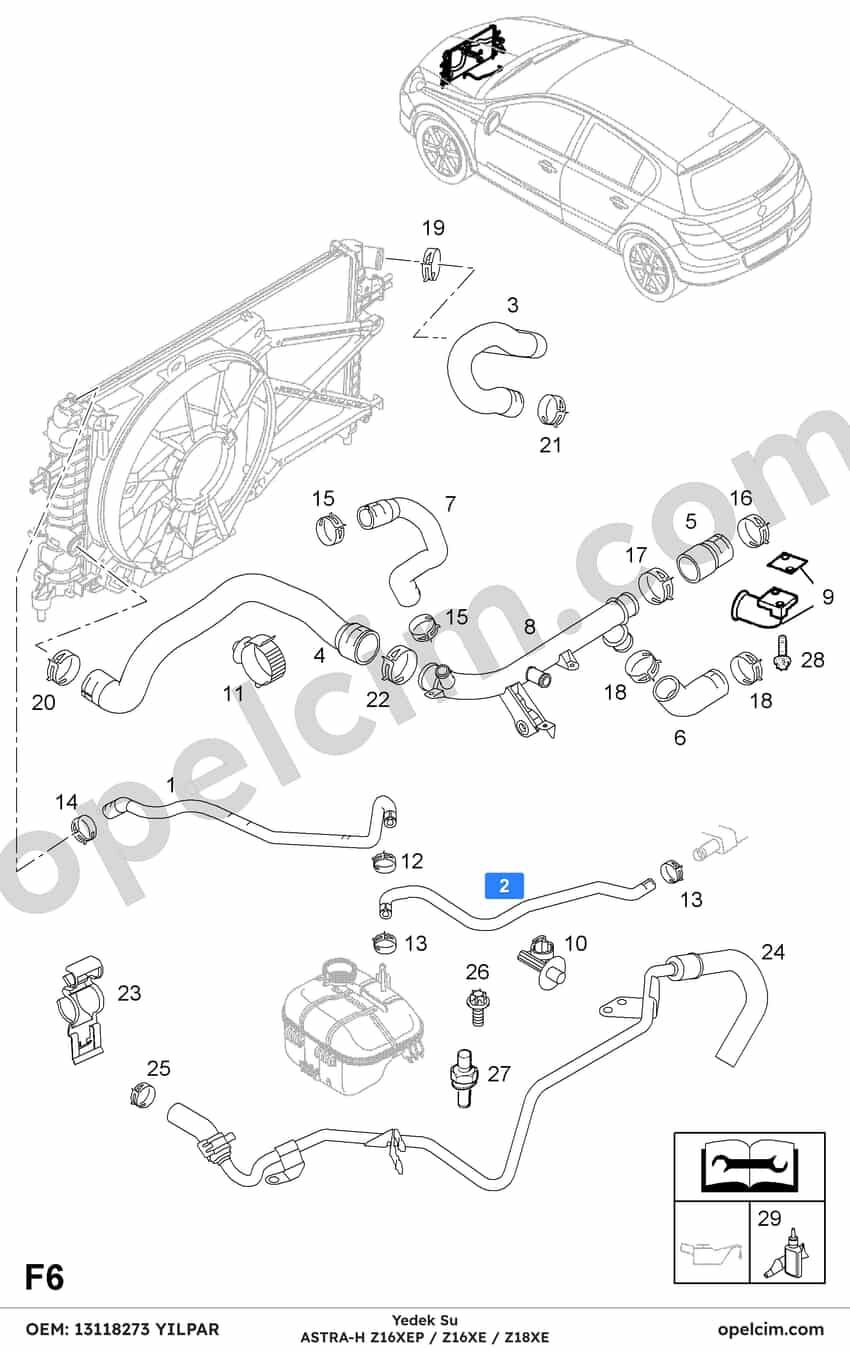 Opel Astra H Yedek Su Depo Hortumu (Z16XE Z16XEP Z18XE) YILPAR 1336354