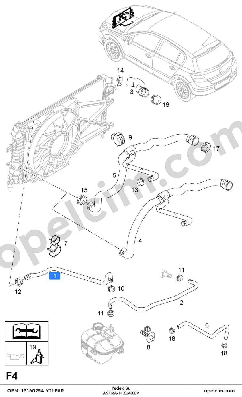 Opel Astra H Yedek Su Depo Hortumu 1.4 Ecotec (Z14XEP) YILPAR 1337741
