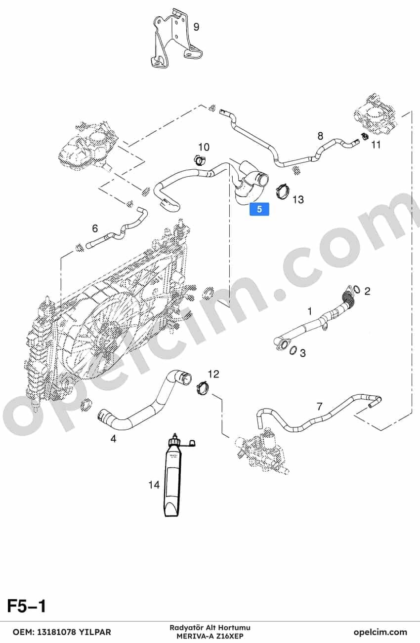 Opel Meriva A Radyatör Alt Hortumu 1.6 Ecotec (Z16XEP) YILPAR 6336126