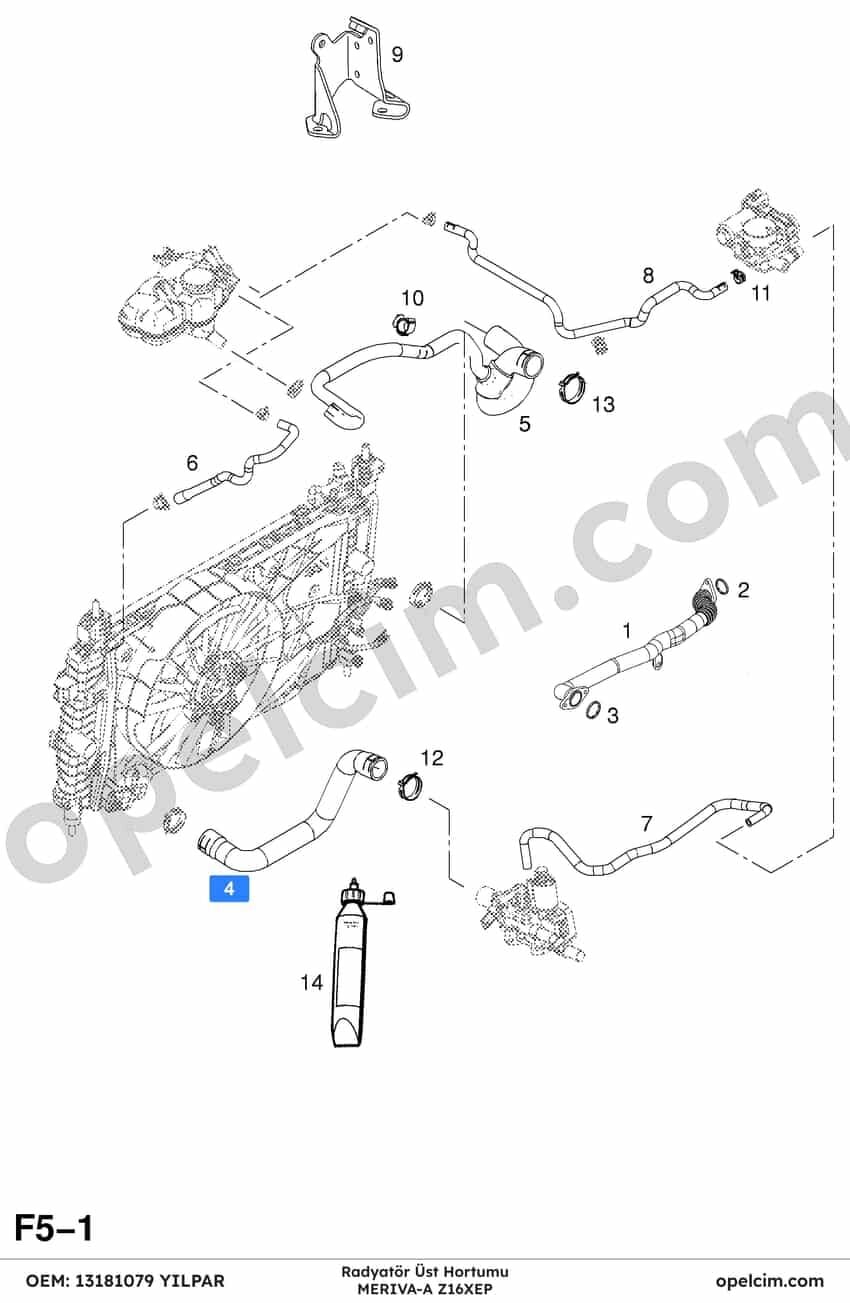Opel Meriva A Radyatör Üst Hortumu 1.6 Ecotec (Z16XEP) YILPAR 1337783