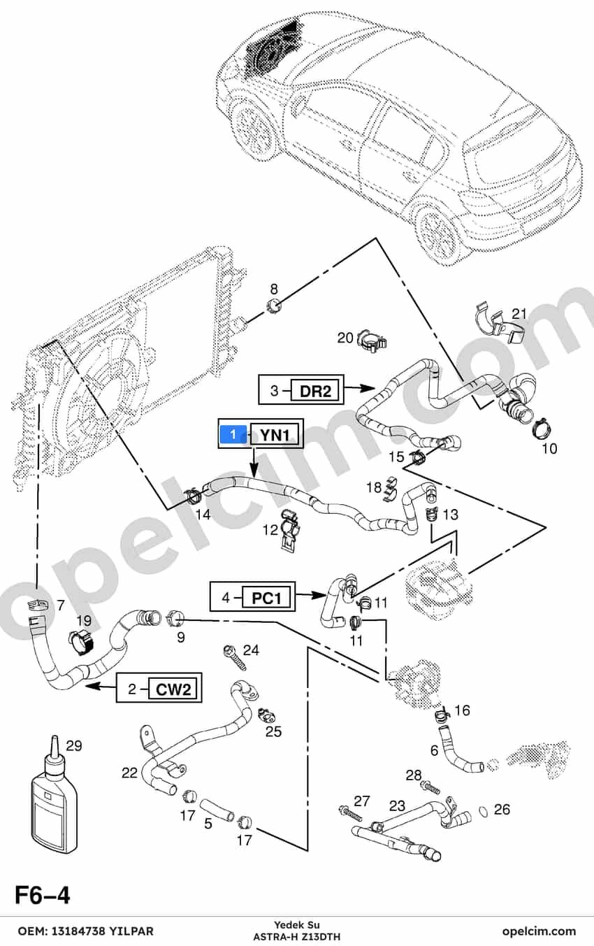 Opel Astra H Yedek Su Depo Hortumu 1.3 CDTI (Z13DTH) YILPAR 1337743