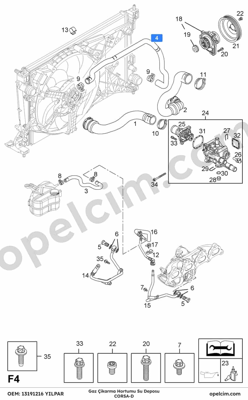 Opel Corsa D Gaz Çıkarma Hortumu Su Deposu YILPAR 6336143