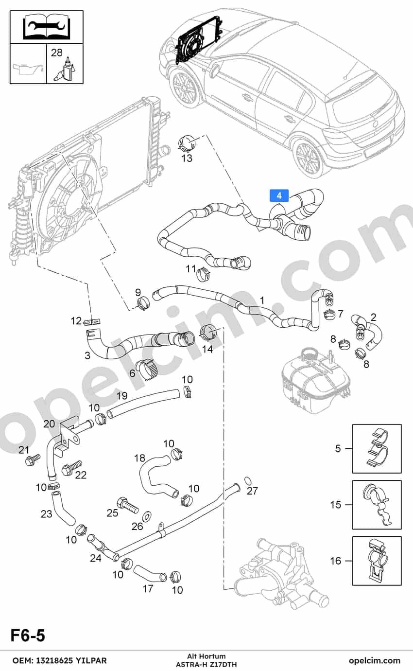 Opel Astra H Alt Hortum 1.7 CDTI (Z17DTH) YILPAR 1337786