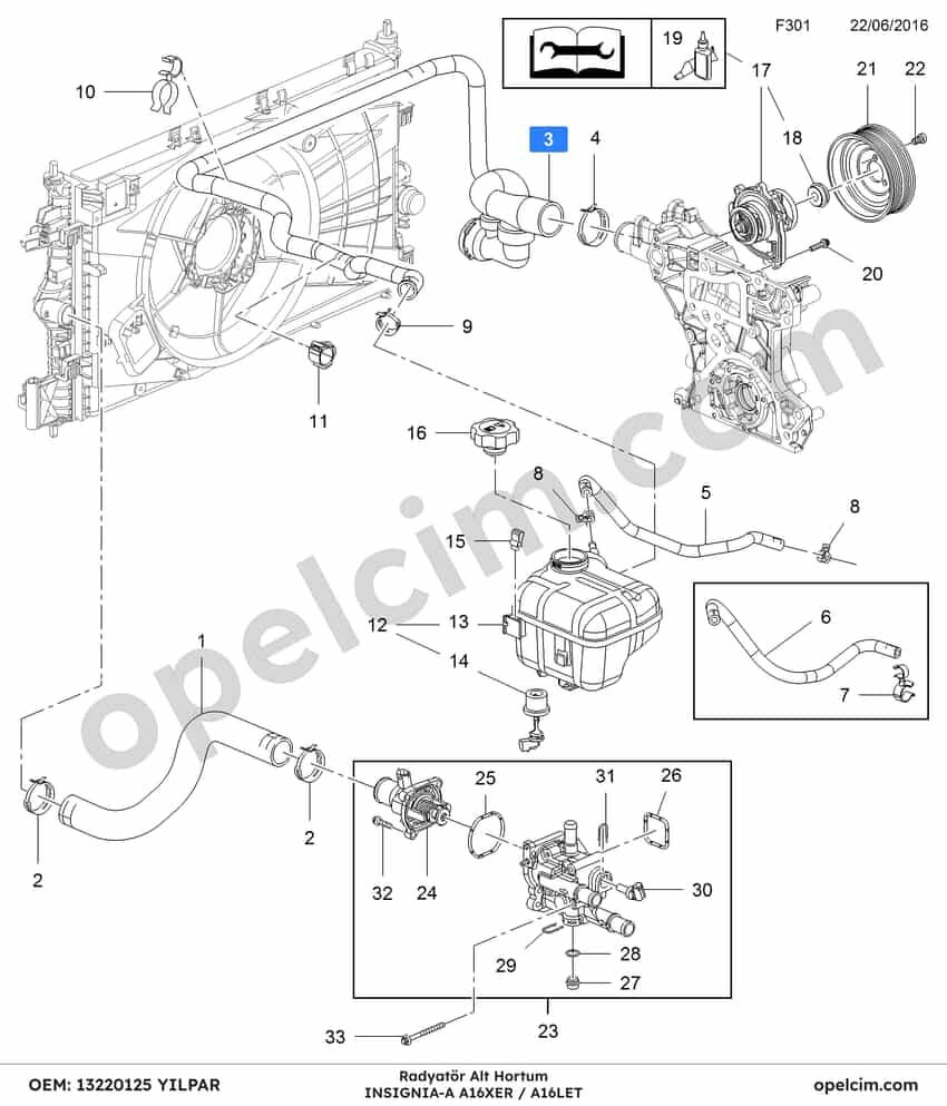 Opel Insignia A Radyatör Alt Hortum 1.6 Ecotec (A16XER A16LET) YILPAR 1337888