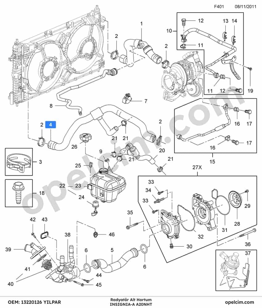 Opel Insignia A Radyatör Alt Hortum 2.0 Turbo (A20NHT) YILPAR 1337891