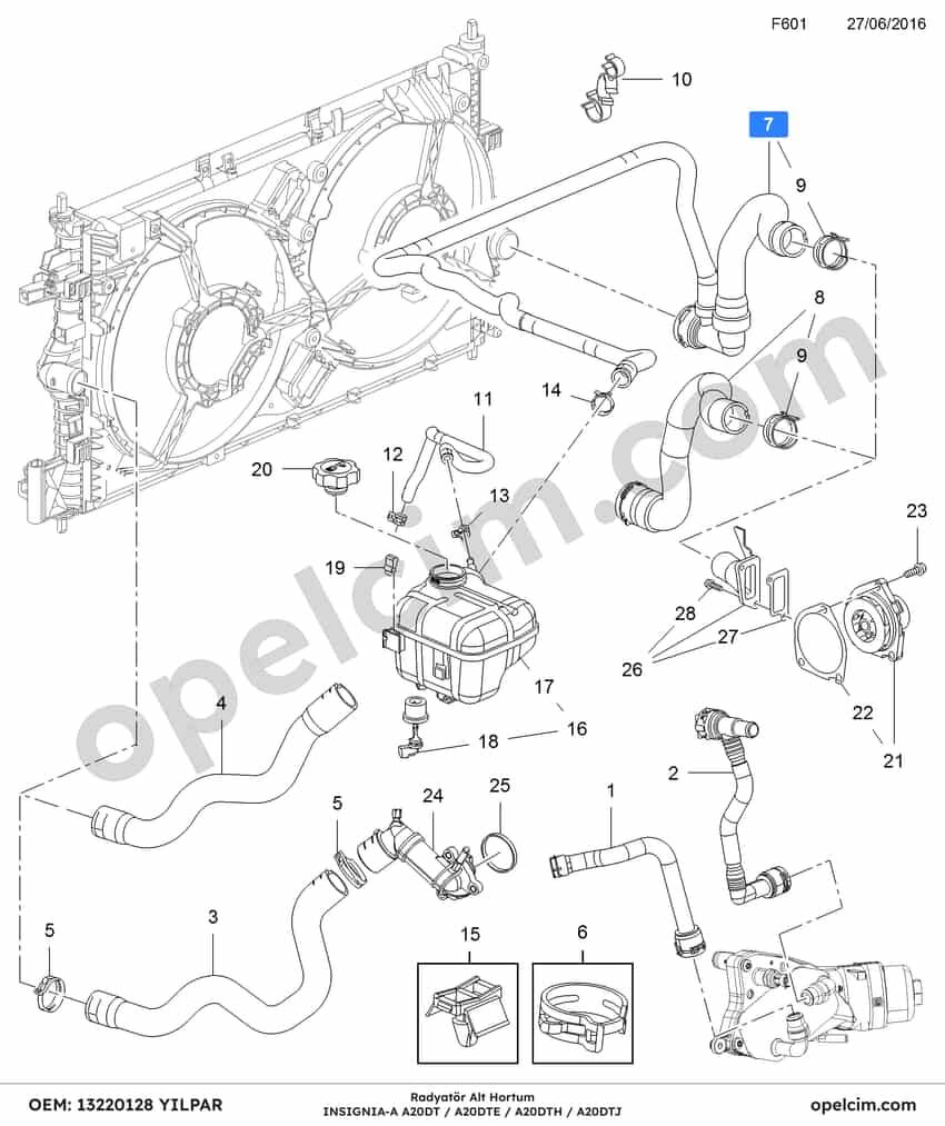 Opel Insignia A Radyatör Alt Hortum (A20DTH A20DTE A20DT) YILPAR 1337893