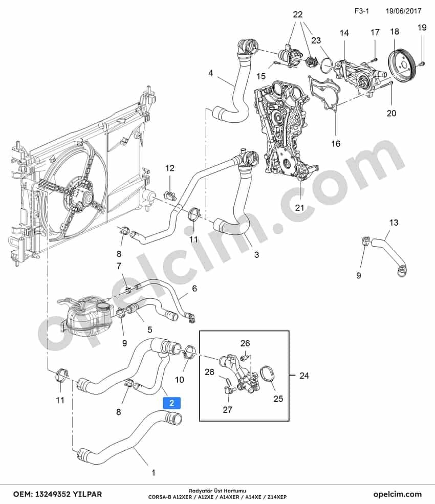 Opel Corsa B Radyatör Üst Hortumu (Z14XEP A14XER A12XER) YILPAR 1337836