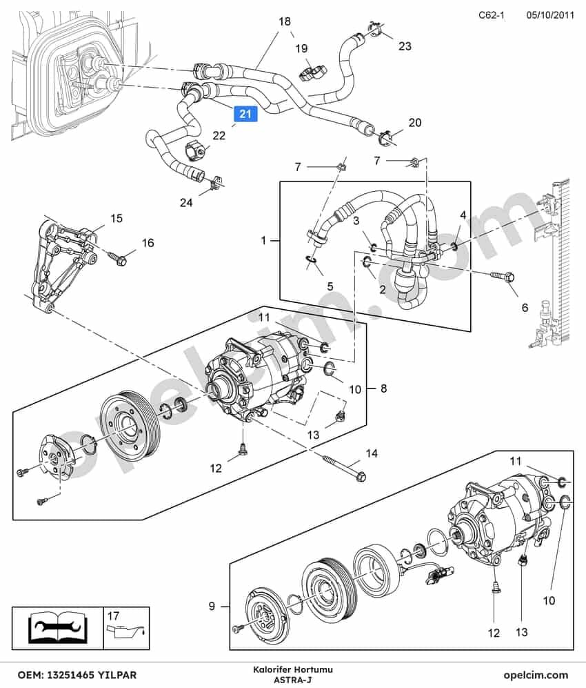 Opel Astra J Kalorifer Hortumu YILPAR 1818499