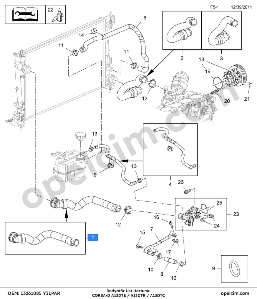 Opel Corsa D Radyatör Üst Hortumu (A13DTE A13DTC A13DTR) YILPAR 6337025