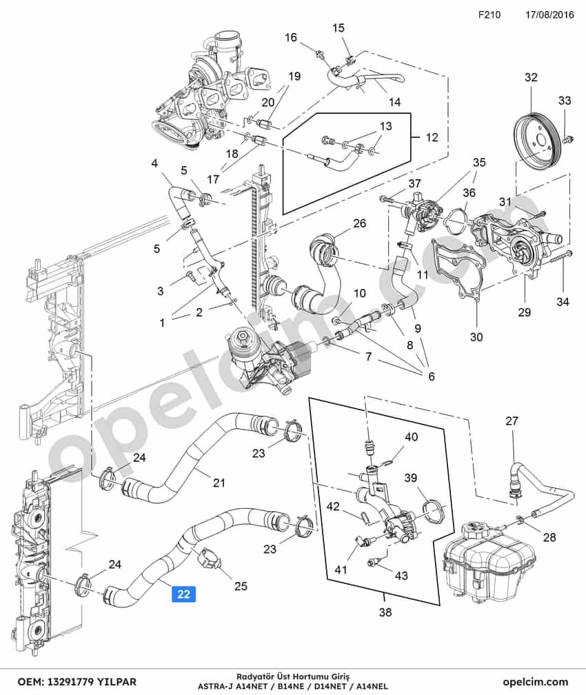 Opel Astra J Radyatör Üst Hortumu Giriş (A14NET A14NEL D14NET) YILPAR 1337847