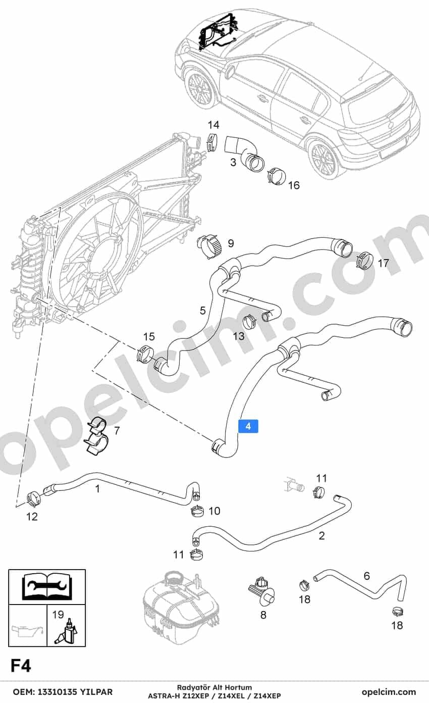 Opel Astra H Radyatör Alt Hortum (Z12XEP Z14XEP Z14XEL) YILPAR 1337855
