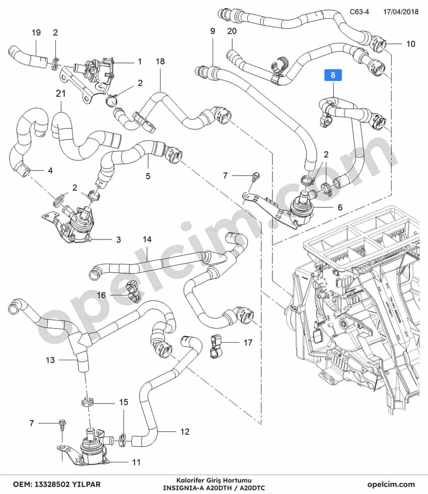 Opel Insignia A Kalorifer Gırış Hortumu 2.0 CDTI (A20DTH A20DTC) YILPAR 1818678