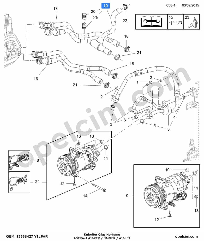 Opel Astra J Kalorifer Çıkış Hortumu (A16XER A16LET B16XER) YILPAR 1818601