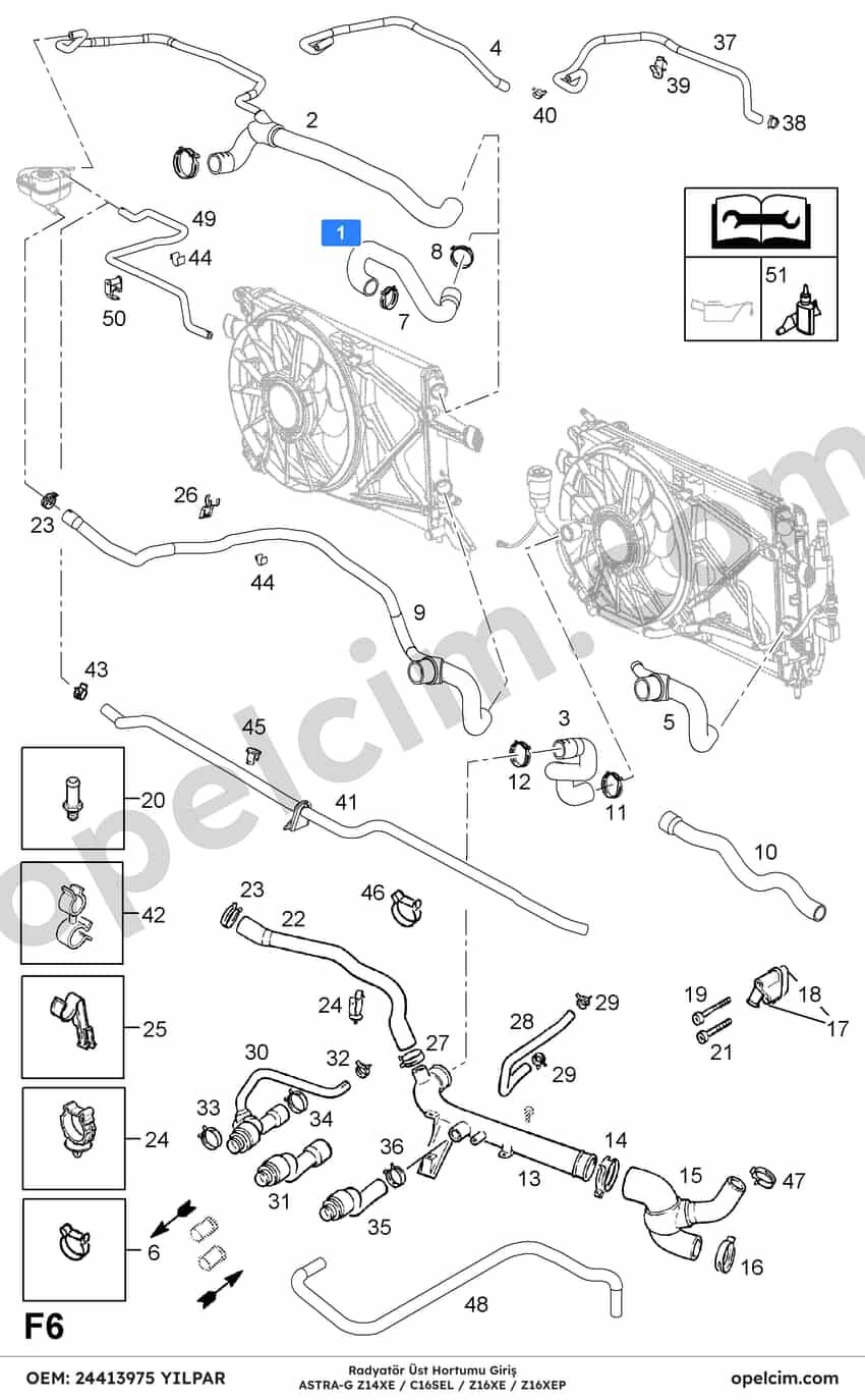 Opel Astra G Radyatör Üst Hortumu Giriş (Z16XE Z16XEP Z14XE) YILPAR 1337582