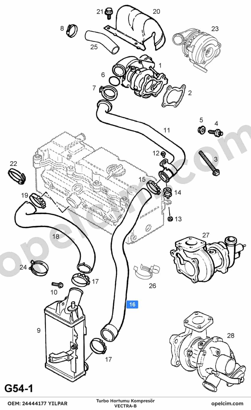 Opel Vectra B Turbo Hortumu Kompresör YILPAR 5860759