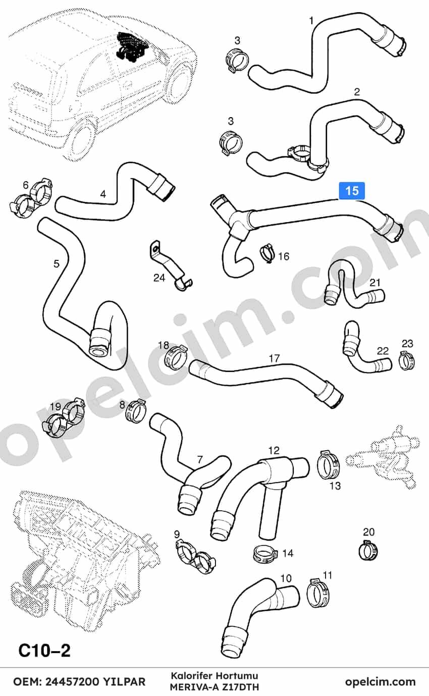 Opel Meriva A Kalorifer Hortumu 1.7 CDTI (Z17DTH) YILPAR 6818561