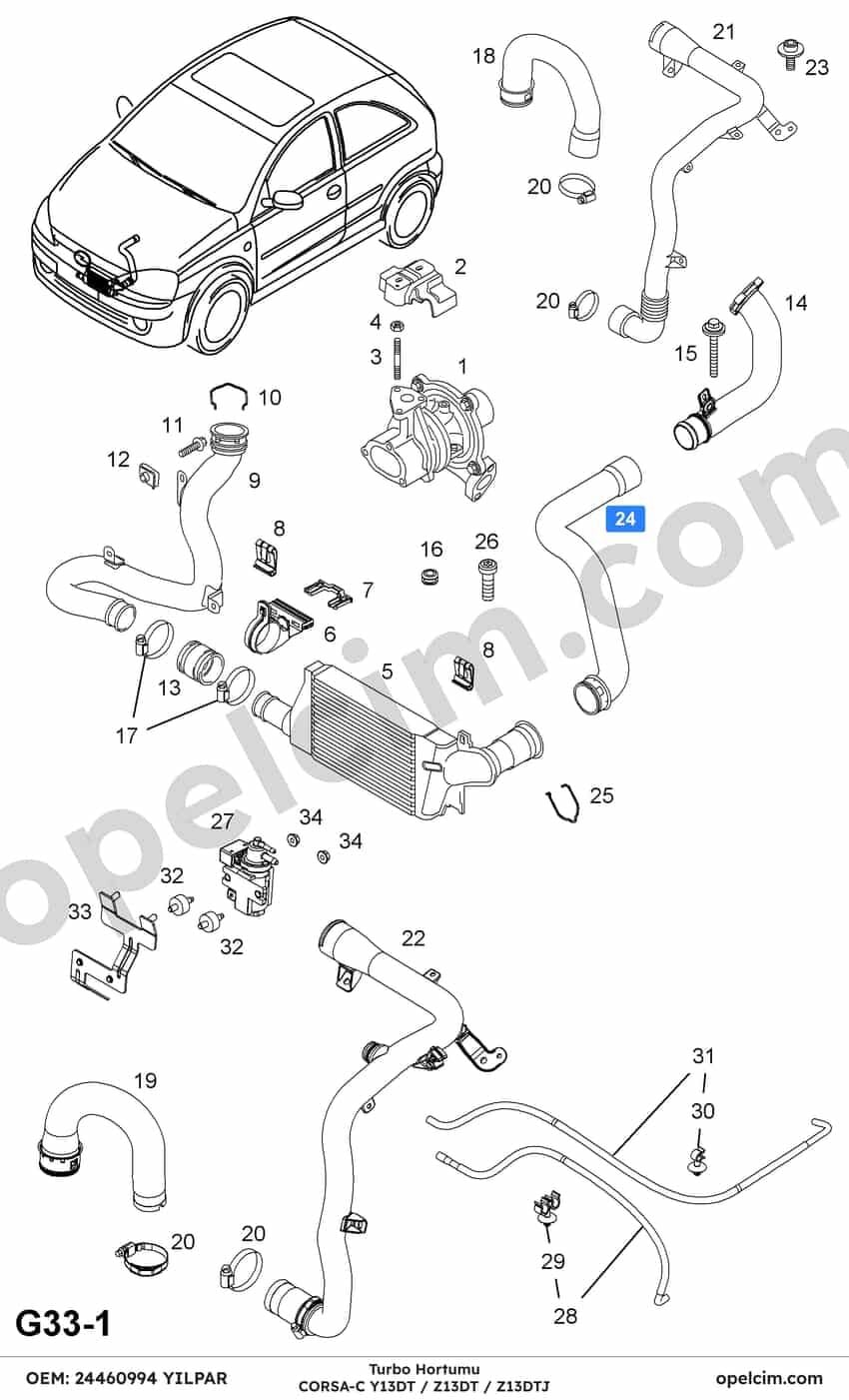 Opel Corsa C Turbo Hortumu (Z13DTJ Z13DT Y13DT) YILPAR 5835847