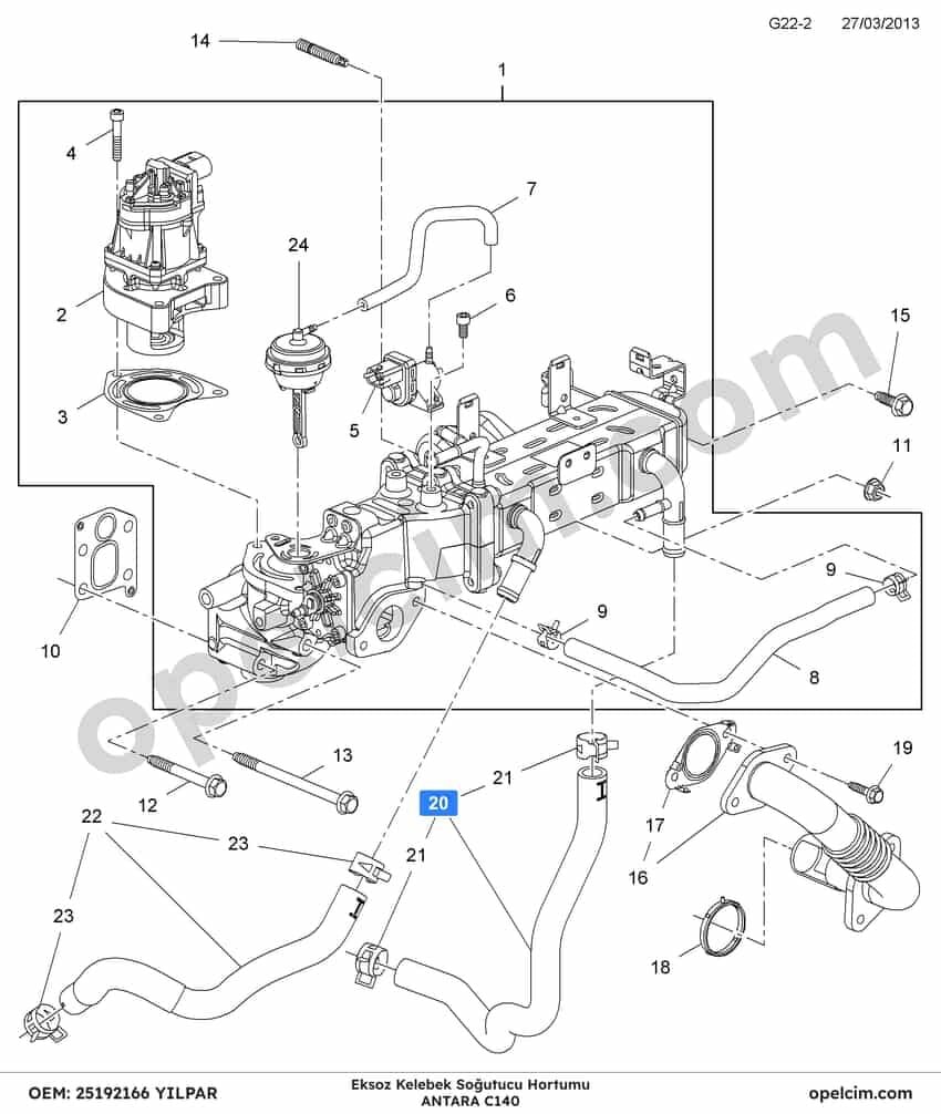 Opel Antara Eksoz Kelebek Soğutucu Hortumu (C140) YILPAR 25192166