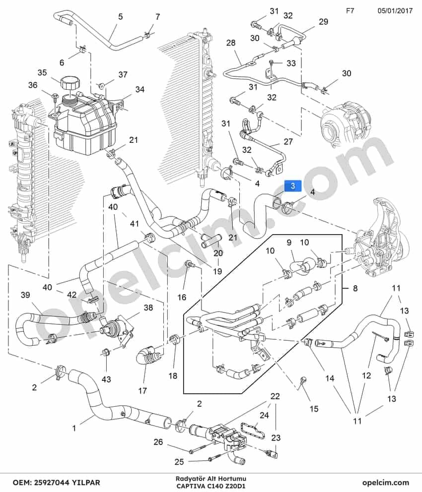 Opel Captiva Radyatör Alt Hortumu (C140) 2.0 CDTI (Z20D1) YILPAR 25927044
