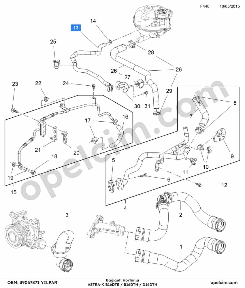 Opel Astra K Depo Bağlantı Hortumu (B16DTH B16DTE D16DTH) YILPAR 39057871