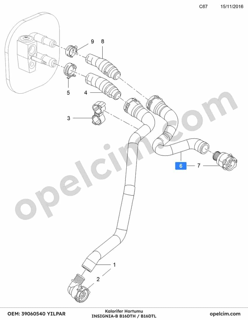 Opel Insignia B Kalorifer Hortumu 1.6 CDTI (B16DTH B16DTL) YILPAR 39060540