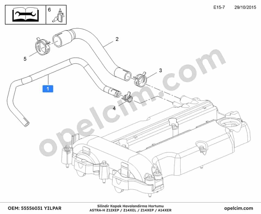 Opel Astra H Silindir Kapak Havalandırma Hortumu (Z12XEP Z14XEP A14XER) YILPAR 5656132
