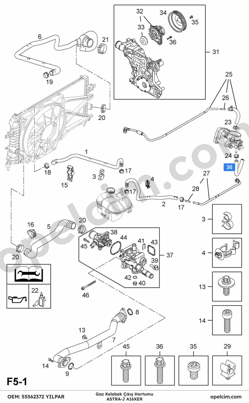 Opel Astra J Gaz Kelebek Çıkış Hortumu 1.6 Ecotec (A16XER) YILPAR 5825724