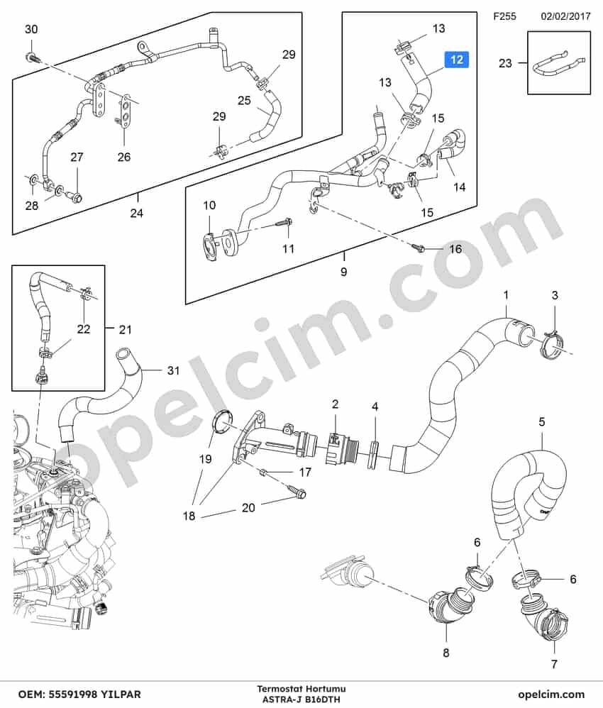 Opel Astra J Termostat Hortumu 1.6 CDTI (B16DTH) YILPAR 1338399
