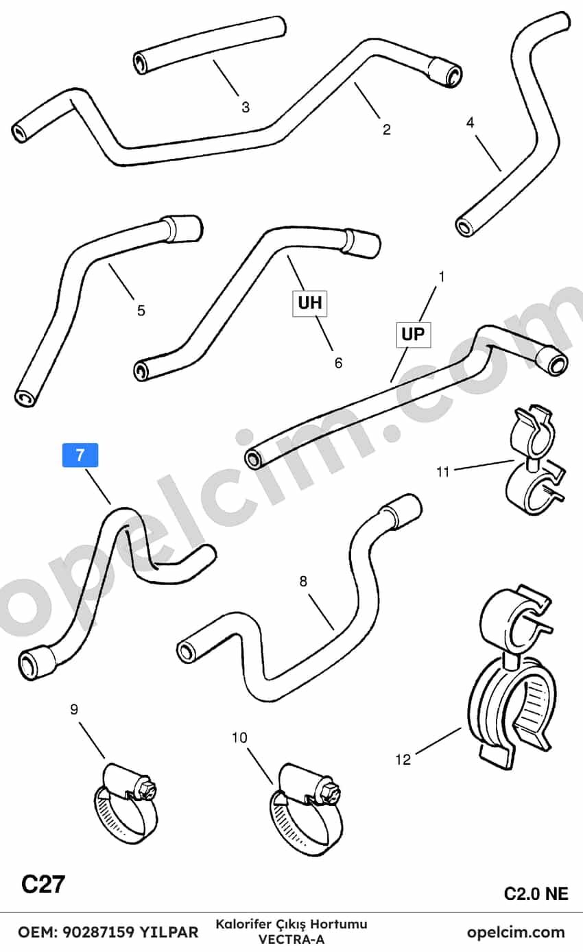 Opel Vectra A Kalorifer Çıkış Hortumu YILPAR 1818074
