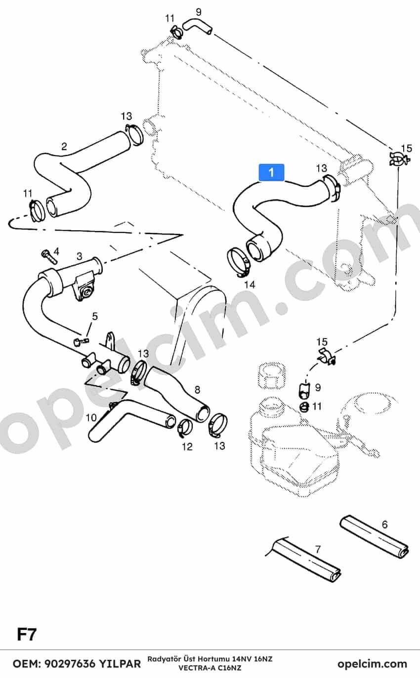 Opel Vectra A Radyatör Üst Hortumu (C16NZ 16SV 14NV) YILPAR 1336485