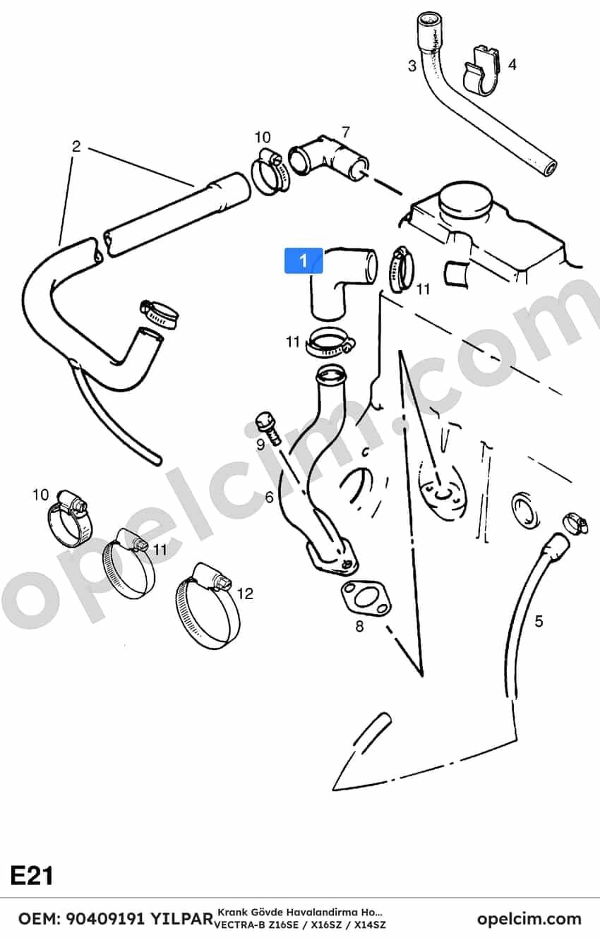 Opel Vectra B Krank Gövde Havalandırma Hortumu (X14SZ X16SZ Z16SE) YILPAR 656234