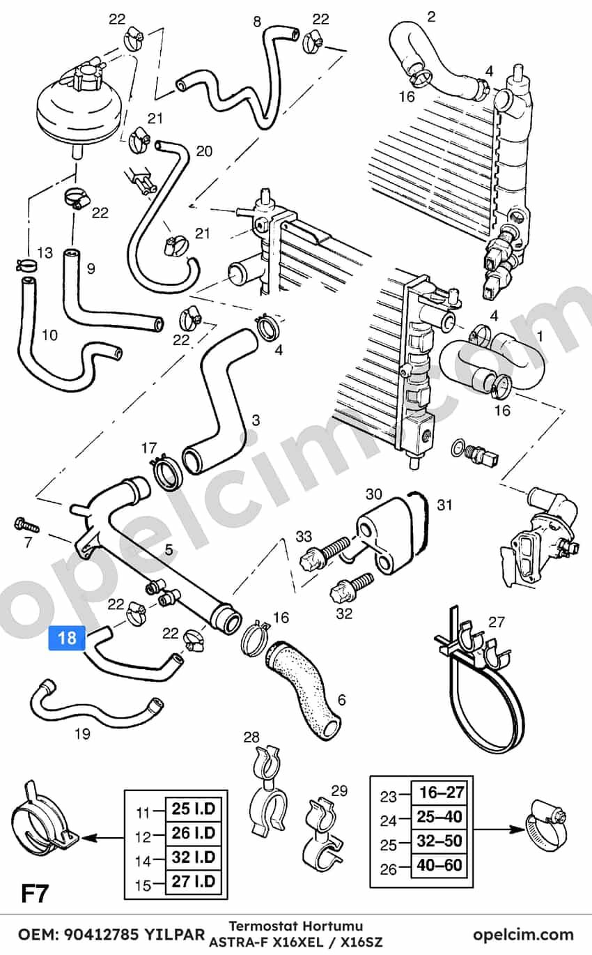 Opel Astra F Termostat Hortumu 1.6 Ecotec (X16XEL X16SZ) YILPAR 1818563