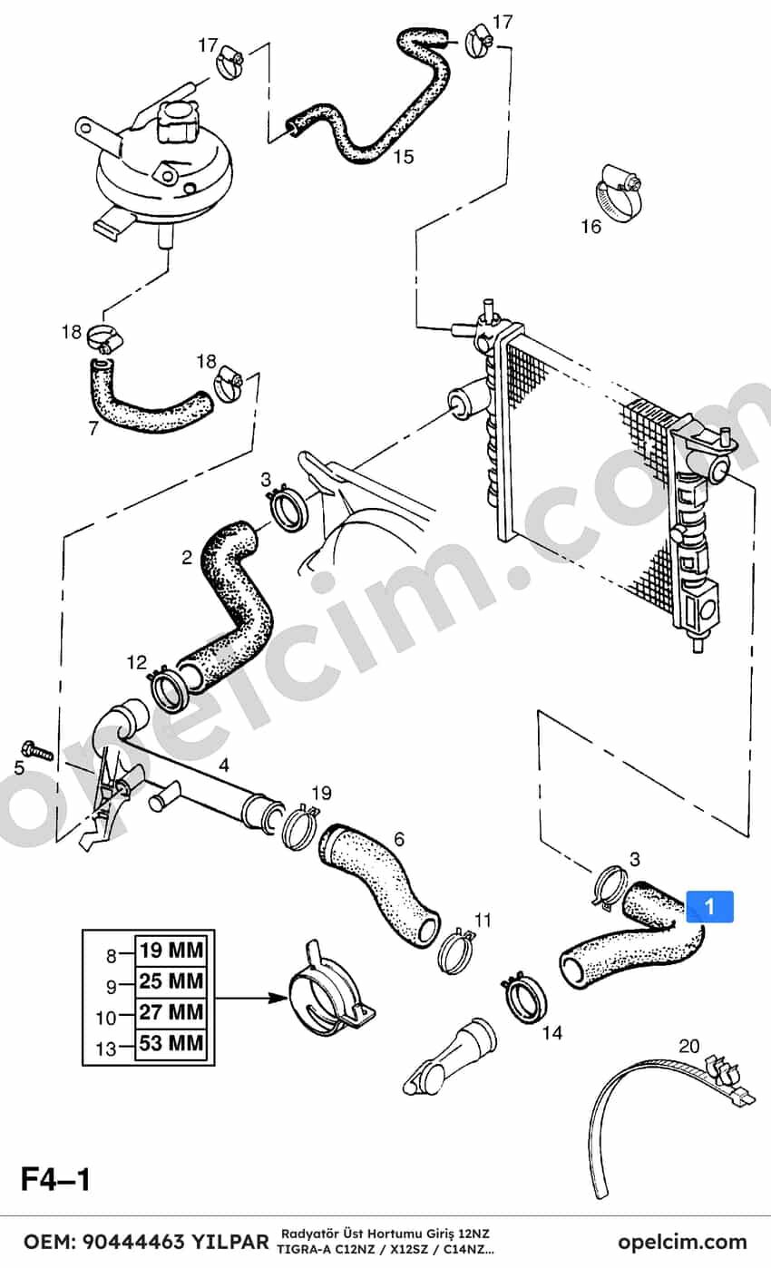 Opel Tigra A Radyatör Üst Hortumu Giriş (C14NZ X14SZ C14SE) YILPAR 1337186