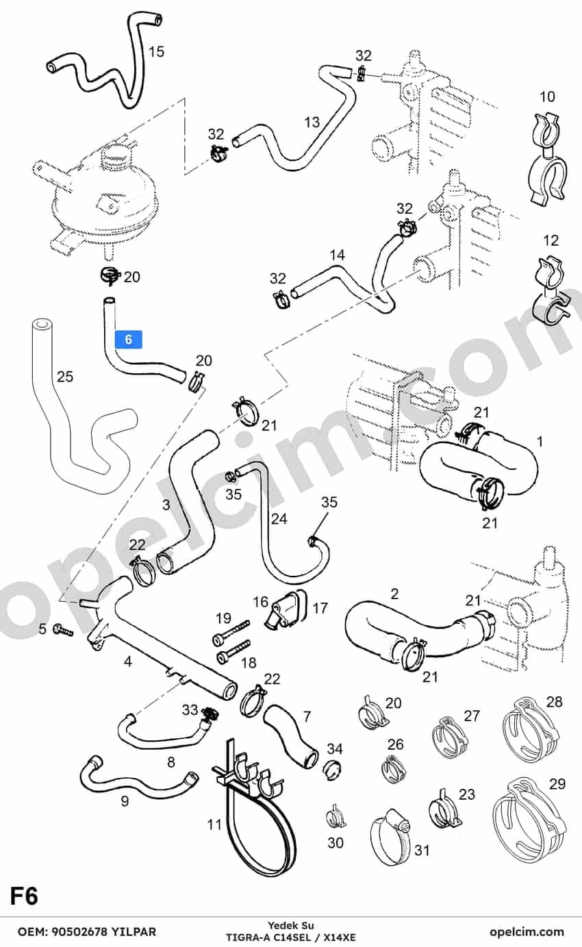 Opel Tigra A Yedek Su Depo Hortumu 1.4 Ecotec (X14XE C14SEL) YILPAR 6818182