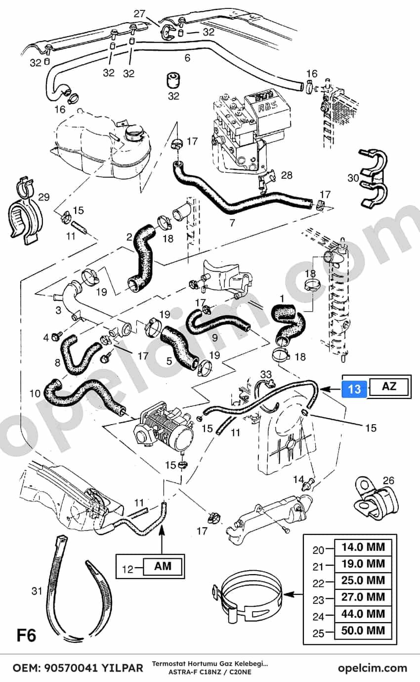 Opel Astra F Termostat Hortumu Gaz Kelebegı Bağlantı (C20NE C18NZ 18SE) YILPAR 1337371