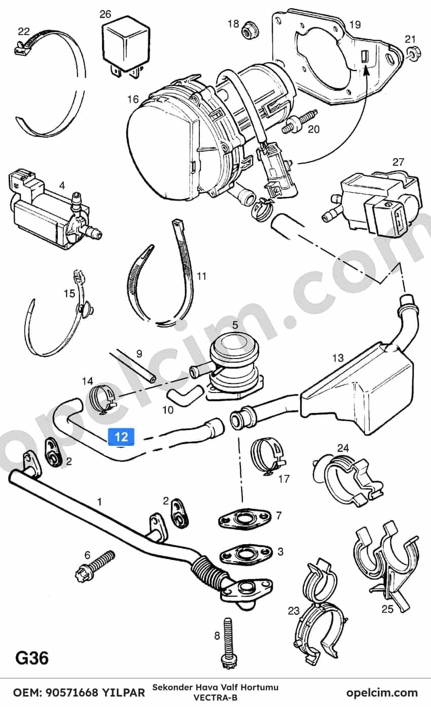 Opel Vectra B Sekonder Hava Valf Hortumu YILPAR 857431
