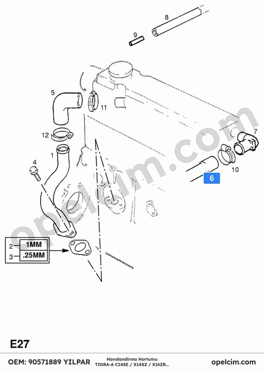 Opel Tigra A Havalandırma Hortumu (C14NZ X14SZ C14SE) YILPAR 5656065