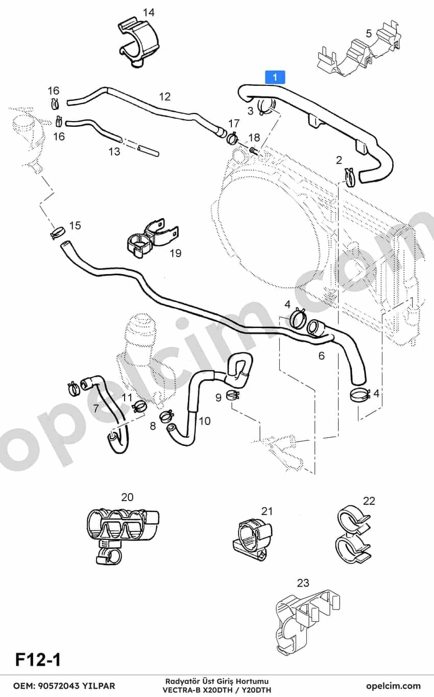 Opel Vectra B Radyatör Üst Giriş Hortumu 2.0 DTI (Y20DTH X20DTH) YILPAR 1336157
