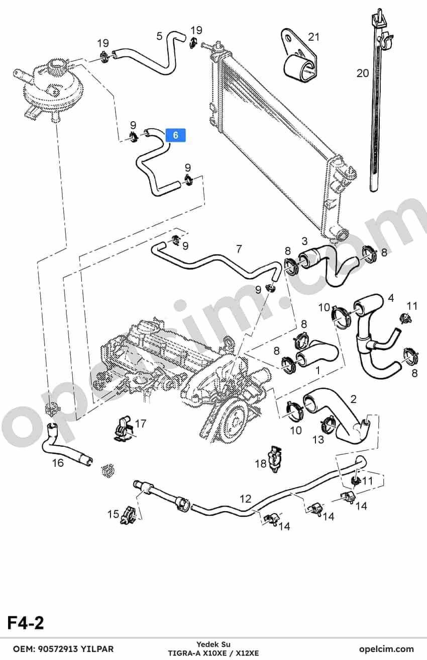 Opel Tigra A Yedek Su Depo Hortumu 1.2 Ecotec (X12XE X10XE) YILPAR 1337440