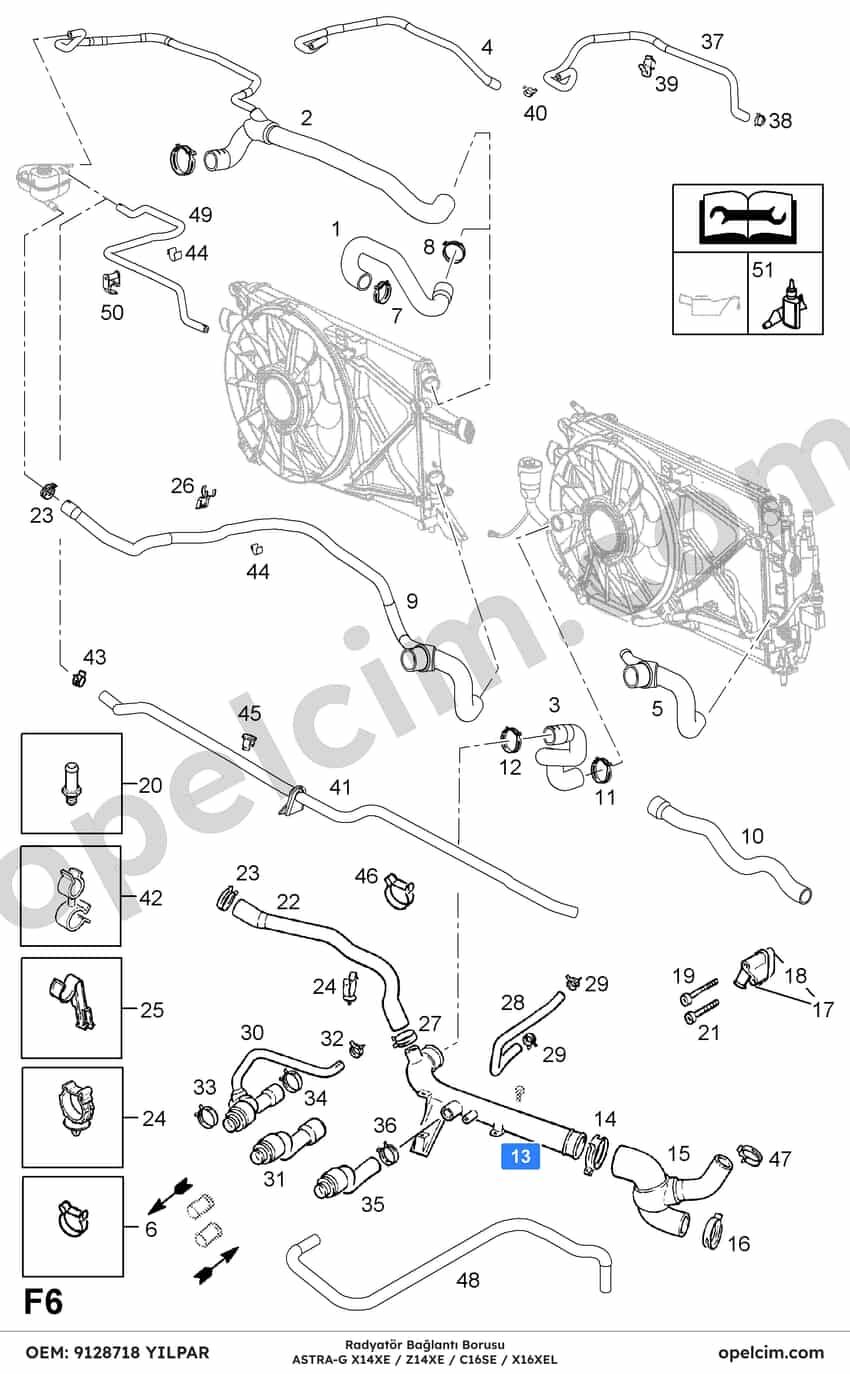 Opel Astra G Radyatör Bağlantı Borusu (X16XEL Z14XE X14XE) YILPAR 6336006